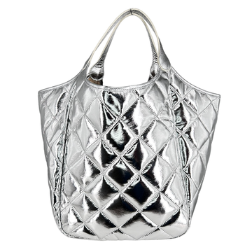 Marco Masi Milano Fashion Large Diamond Quilted Fashion Tote Bag - Ice Galaxy