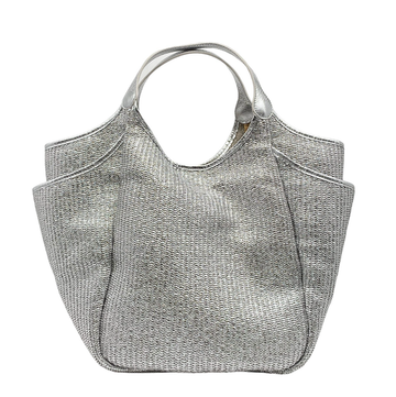 Marco Masi Milano Fashion Large Tote Shoulder Tote Bag - Glacier Silver