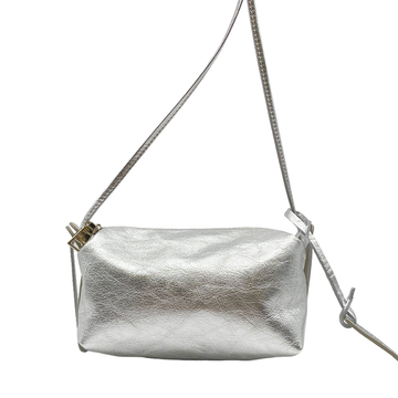 Marco Masi Milano Modern Small Leather Square Shoulder Bag – Glacier Silver