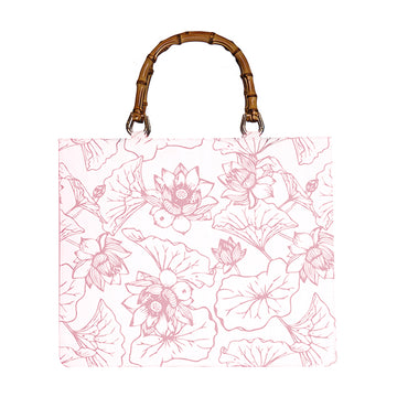 Kilesa - BAMBOO|Printed cotton canvas bamboo handle tote bag